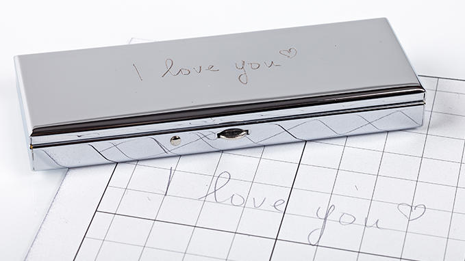 Engraved reproduction of your handwriting or drawings