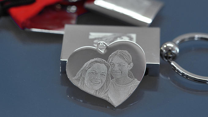 Personalisation of key fobs with photo engraving