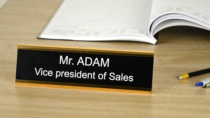 Functional signage: name display easel