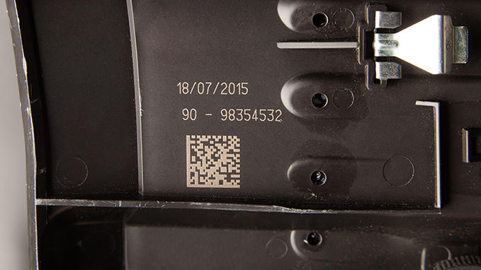 Marking of DataMatrix™ codes on plastic parts